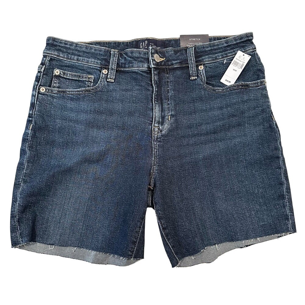 Gap 9" Bermuda Denim Shorts Stretch Women's 12/31‎ Blue Boho Hippie Dainty NWT